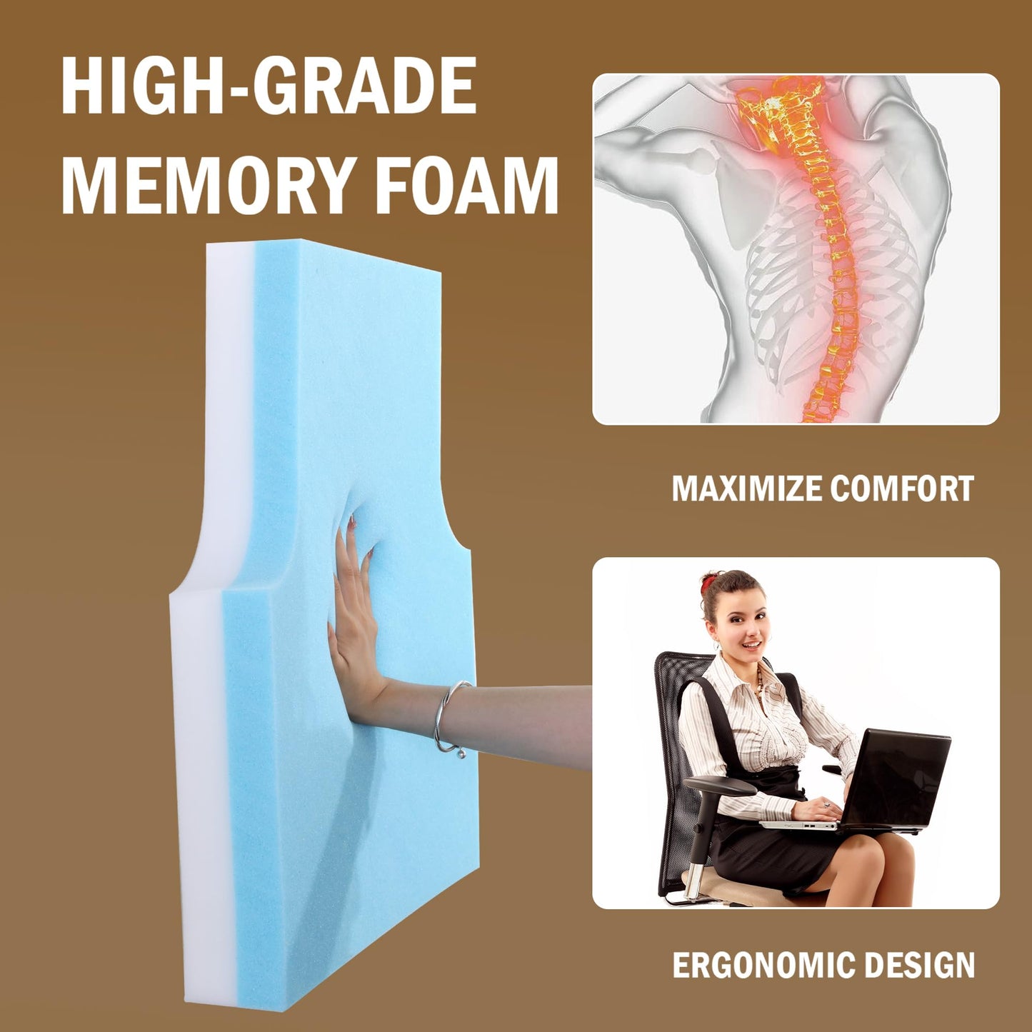 HOMBYS Sherpa Fleece Lumbar Support Pillow with Headrest for Recliner,Memory Foam Recliner Chair Cushion for Back Pain,Big High Back Support for Recliner with Chair Headrest for Elderly (Grey)