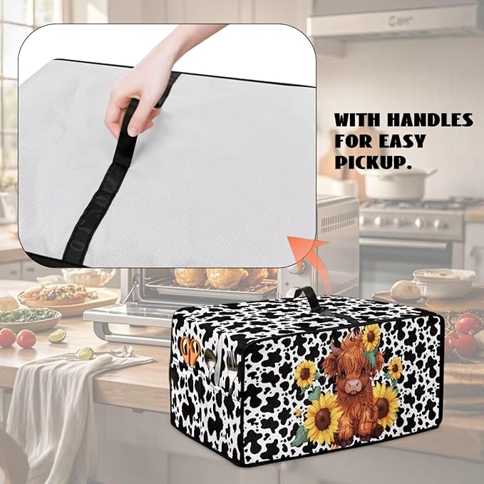 Countertop Convection Oven Cover Dust Protection Air Fryer Toaster Oven Covers for Home Kitchen Decorations 14.5 x 18.5 x 9 Inches, S, Sunflower Highland Cow Print