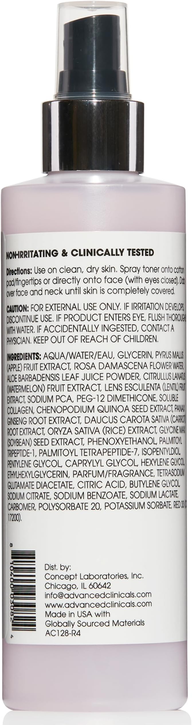 Advanced Clinicals Collagen + Rosewater Facial Mist Toner W/Charcoal & Aloe Vera. Alcohol-Free PH Balancing Formula Detoxifies & Hydrates Skin Improving Overall Skin Tone, Face Mist, 8 Fl Oz, 2-Pack