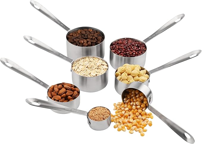 Measuring Cups and Spoons Set, Stainless Steel Measuring Cups and Spoons Set 18: 7 Kitchen Measure Cups, 9 Baking Spice Measure Spoons, US&Metric Measuring Tools for Cooking