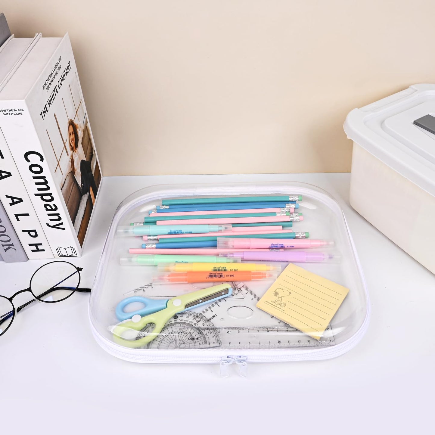 Clear Hard Shell Zipper Case,3PCS Transparent Clear Zipper Pouches,Hard Side Plastic Case Set,Portable Travel Storage Organizer Bins