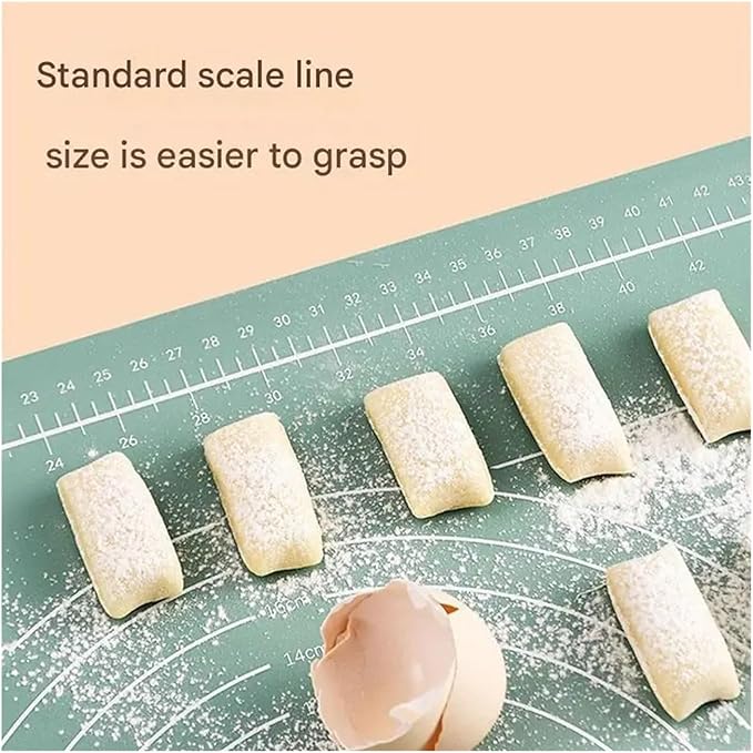 Silicone Measuring Kneading Pad Set Household Rolling Pin Dough Large Thick Non-slip Non-stick Bottom Baking Tool(Rolling pin blue)