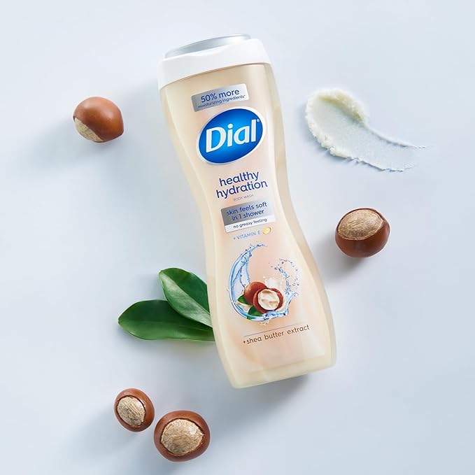 Dial Body Wash, Healthy Hydration, Shea Butter Extract plus Vitamin E, 16 fl oz (Pack of 4)