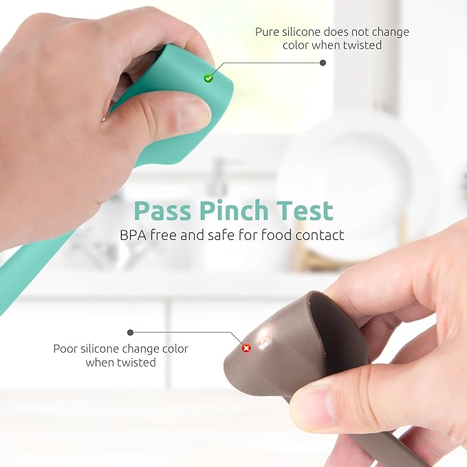 U-Taste Small Mini Silicone Spatula: 9×2inch 600ºF Heat-Resistant Food-Grade Jar Scraper for Kitchen Use, Non-Stick Seamless Flexible Baking Utensil for Mixing, Scraping Jam in Bowl or Cup (Aqua Sky)