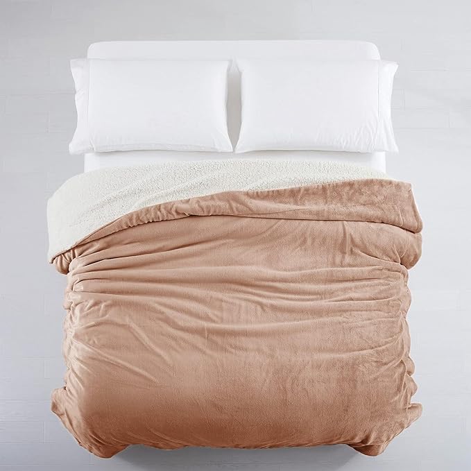 IR Imperial Rooms Camel Sherpa Fleece Throw Blanket for Bed - Wholesale Bulk Pack of 16 Sherpa Blankets - Soft Fluffy Throw Blankets for Hotels, Guest Bedroom, 50x60 Inches