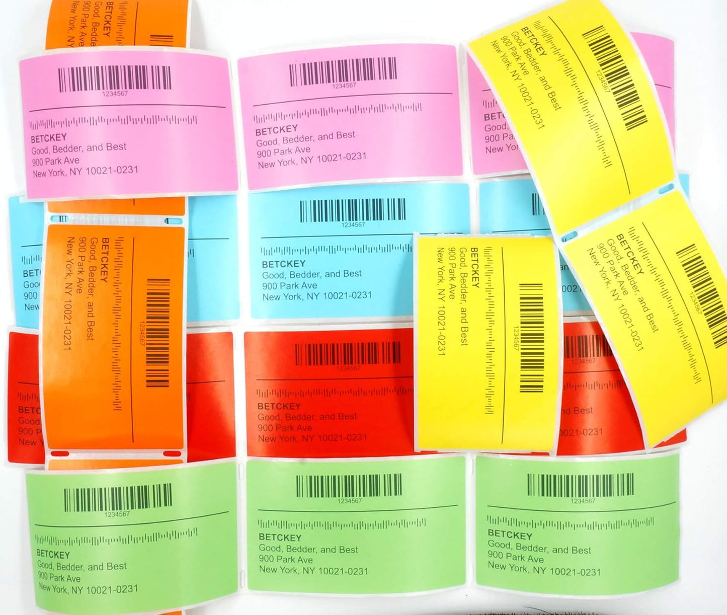 BETCKEY - 2.25" x 1" File Folder & Multipurpose Labels Compatible with Zebra & Rollo Label Printer,Premium Adhesive & Perforated[Pink, 6 Rolls, 9000 Labels]