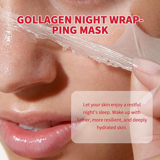 Collagen Peel Off Mask with Peptides and 4D Hyaluronic Acid for Firming, Hydrating, Pore Minimizing, and Fine Line Reduction