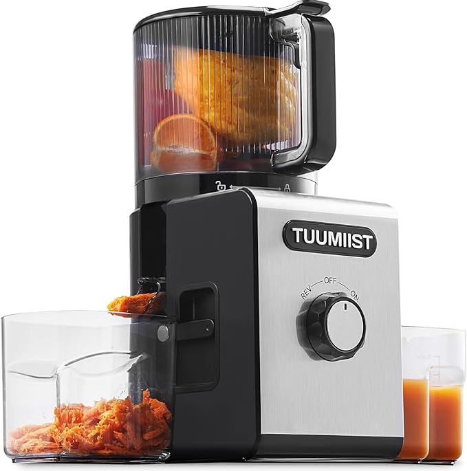 Cold Press Juicer Machine, 6.5" Large Feed Chute Masticating Extractor, Easy to Clean for Whole Fruits & Vegetables, High Yield