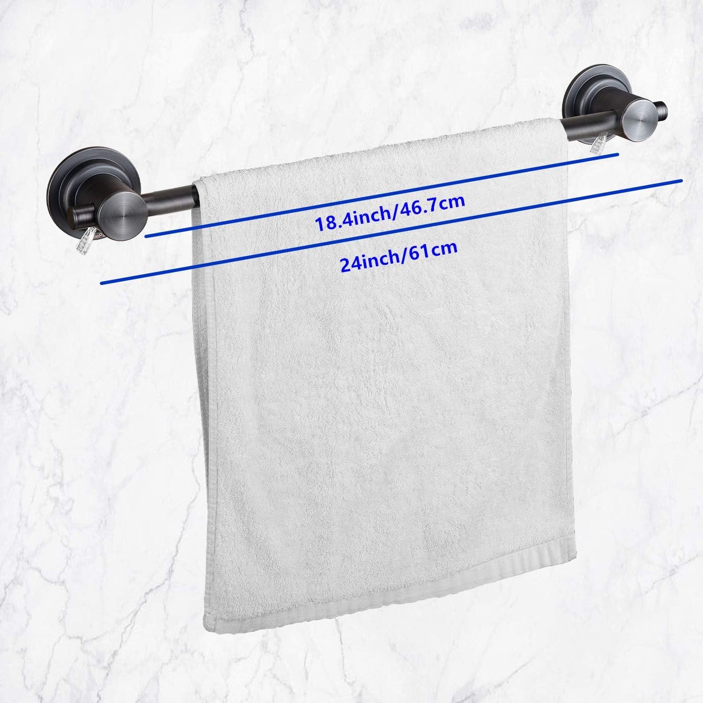 JiePai Suction Cup Towel Bar 24 Inch Oil Rubbed Bronze,Removable Modern Vacuum Suction Towel Holder for Bathroom Door Adhesive Towel Bar Suction Towel Rack Holde
