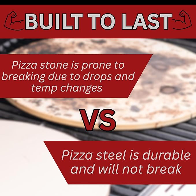 ThermiChef 14x14 Pizza Steel, 1/4" Thick, 13.4 lbs - Cooking Steel for Oven & Grill - Made in USA
