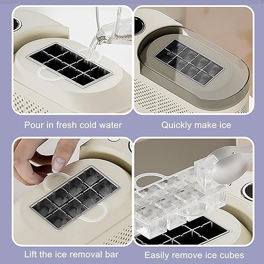 mini Ice Maker Machine Counter Top for Home, Portable Small Clear Ice Cube Maker, ce Ready in 10 Mins, Low Noise & Energy Saving, Easy to Clean (White Standard)