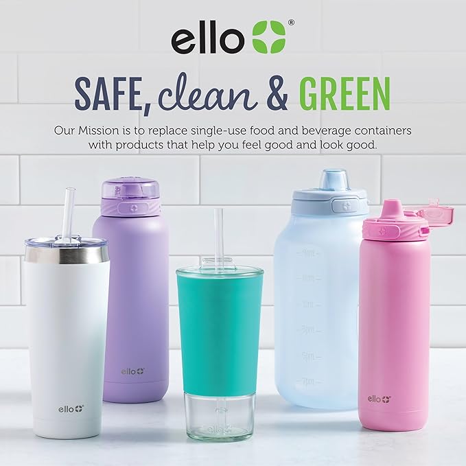 Ello Duraglass 2-Pack 2 Cup Reusable Glass Container Jar with Leak Proof Lids and Protective Silicone Sleeves | Perfect for Overnight Oats, Snacks, Yogurt | BPA-Free | Dishwasher Safe | Yucca