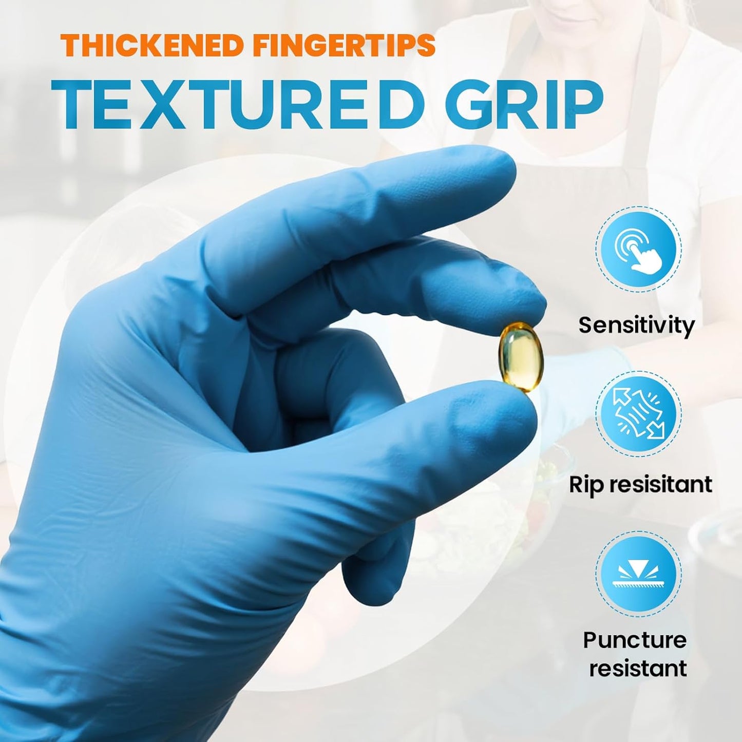 6 mil Disposable Nitrile Gloves, Heavy Duty Disposable Glove, Cooking Gloves, Latex Free, Powder Free (Blue of 100, X Large)