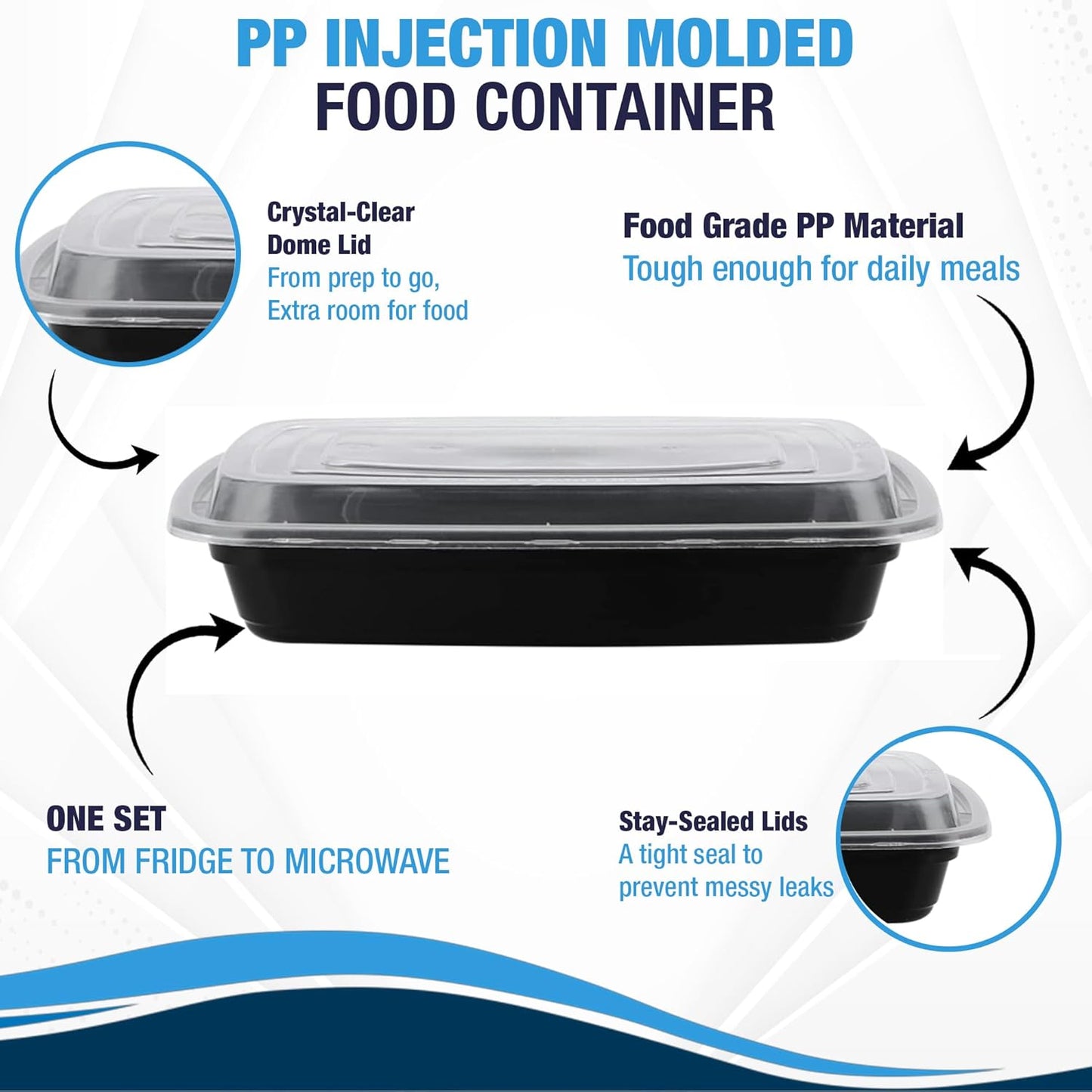 Ruthy's Outlet Meal Prep Containers W/Lids -Square Food Storage – BPA-Free| Stackable | Microwave | Freezer & Dishwasher Safe | Reusable Lunch Bento Box Portion Control & Planning (15 Pack, 12 oz)