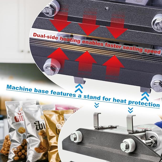 Crimp Heat Sealer, Mylar Bag Sealing Machine for Snack Bags Kraft Paper Bags Food Storage 12" FKR300