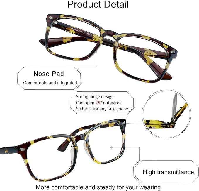 YEIN Bifocal Reading Glasses with Blue Light Blocking Lenses, Bifocal Reader for Women and Men, Vintage Square frame with Spring Hinge (+0.00/+1.00 magnification)