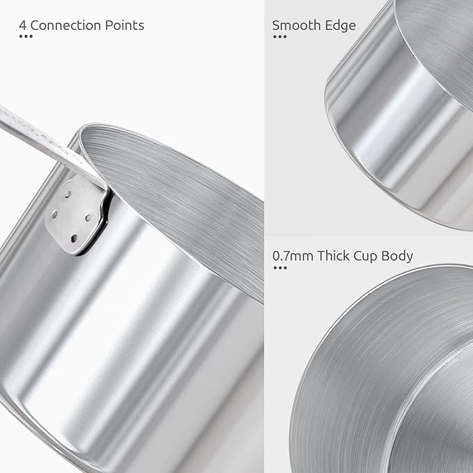 U-Taste Measuring Cups Spoons Set: 18/8 Stainless Steel 12 Pieces Stacking Kitchen Baking Cooking Food Measure Scoop Set, 7 Cups & 5 Spoons with Strengthened Weld Joints (Aqua Sky, Upgraded Version)