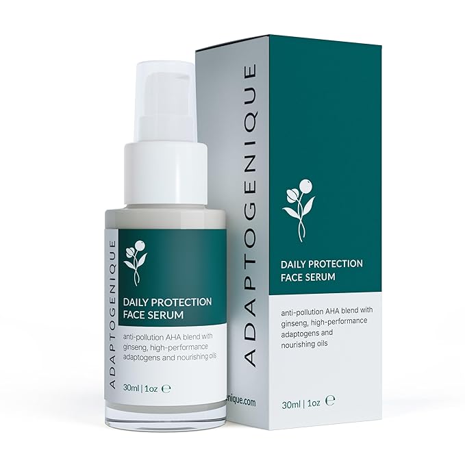Daily Protection Face Serum, Powerful Multi-Functional Treatment: Protects from Pollution, Fights Wrinkles, Brightens & Hydrates | With Natural AHA, Adaptogens and Nourishing Oils | 30ML