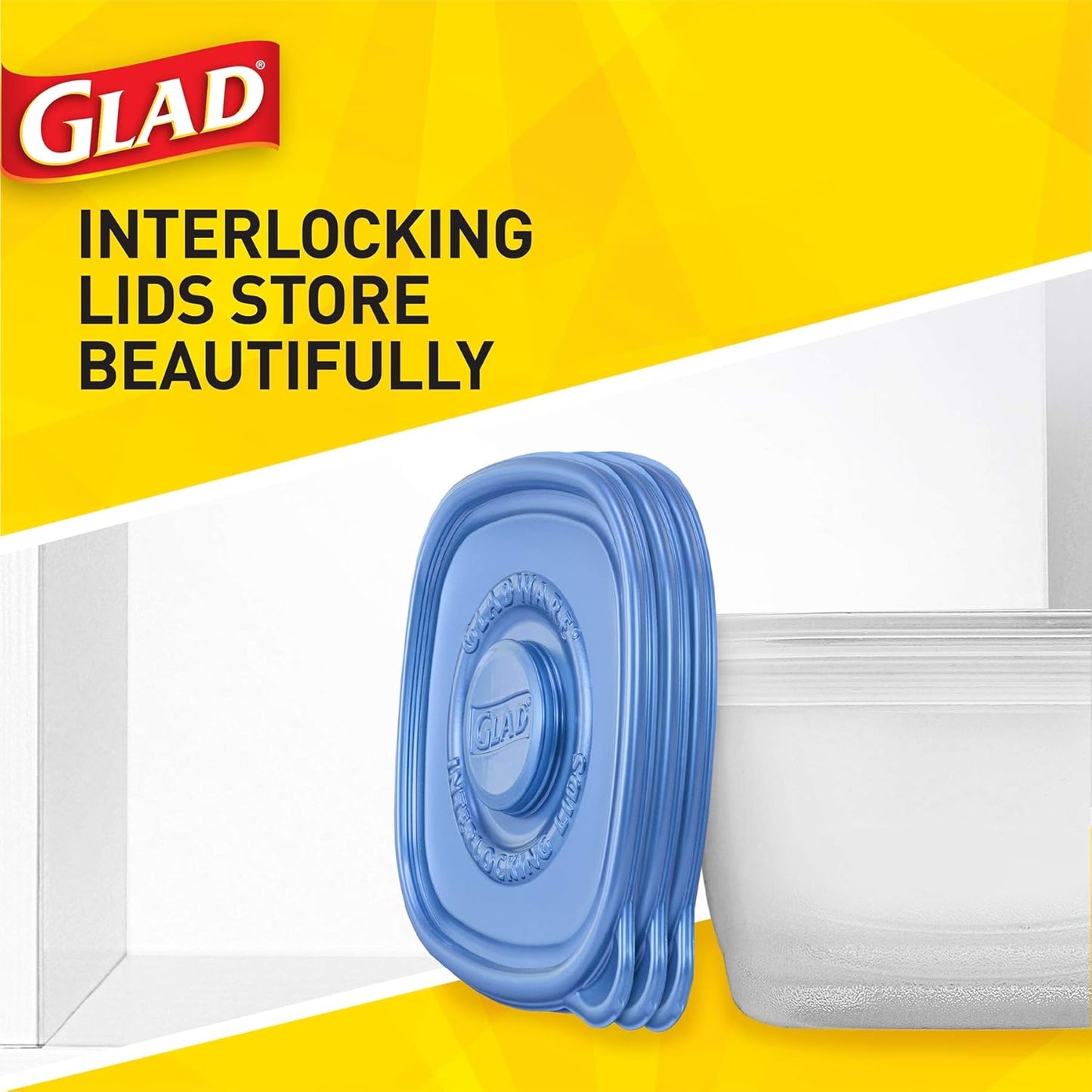 Glad Food Storage Containers, Deep Dish, 64 Ounce, 3 Count