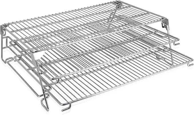 21" 3-Tier Foldable Sliding Jerky Racks for Traeger, Pit Boss, GMG, Camp Chef and More Smoker Grills, 830"² Cooking Space Expansion Accessory for Barrel Pellet Grills