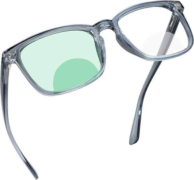 YEIN Bifocal Reading Glasses with Blue Light Blocking Lenses, Bifocal Reader for Women and Men, Vintage Square frame with Spring Hinge (+0.00/+1.25 magnification)