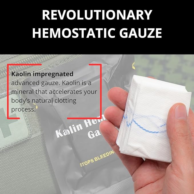 First Aid Advanced Quick Clotting Combat Gauze - Flexible Hemostatic Gauze - to Stop The Bleed kit Faster with Quick Clotting - Survival Kit Supplies - 3" x 12.5' - Pack of 2