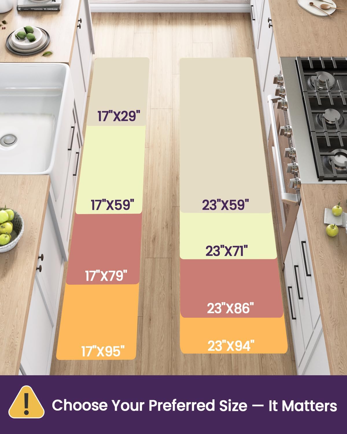 DEXI Kitchen Floor Mats Cushioned Anti Fatigue,17x59, Standing Runner Rug Waterproof, Comfort Memory Foam Padded for Front Sink Laundry, Grey