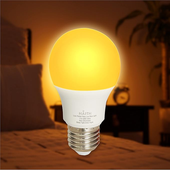 2 Pack Sleep Amber Light Bulbs I Blue Light Blocking Led Lights for Bedroom Soft Warm Light Bulbs I 7 Watts E26 Led Bulb 60 Watt (Equivalent) I Night Light Bulbs for Lamp, Bedroom Lights, Kids Room