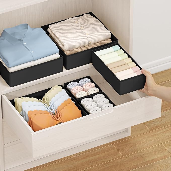 DIMJ Drawer Organizer Clothes Storage - 26 Pack Baby Dresser Organizer for Nursery, Small Fabric Closet Drawer Organizer Bins for Underwears Socks, Foldable Storage Dividers Organization for Bedroom