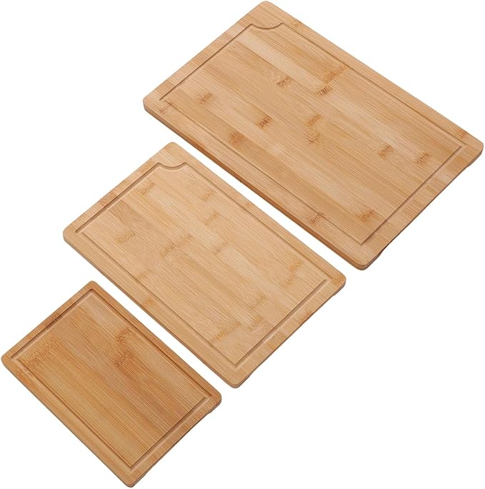 Pssopp Kitchen Sorting Cutting Boards 3PCS Wood Chopping Boards, Kitchen Sorting Cutting Smooth Charcuterie Butcher Blocks for Serving Meat Fruit Vegetables Cheese Food
