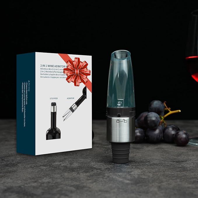 KITCHENDAO Rechargeable Electric Wine Aerator Dispenser and 2-in-1 Wine Aerator Pourer and Stopper