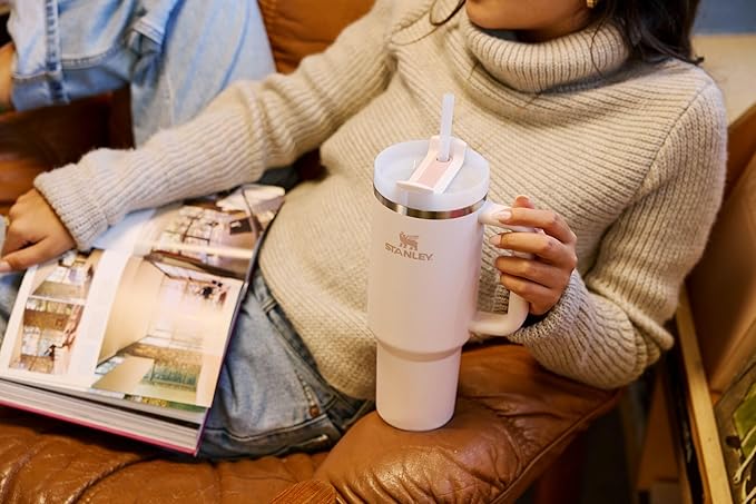 STANLEY Quencher H2.0 Tumbler with Handle and Straw 30 oz | Flowstate 3-Position Lid | Cup Holder Compatible for Travel | Insulated Stainless Steel Cup | BPA-Free | Peach Rose