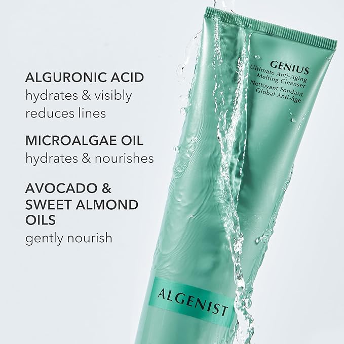 Algenist GENIUS Ultimate Anti-Aging Melting Cleanser, Travel Size - Milky Cleansing Oil for Makeup Removal with Avocado & Microalgae Oil - Non-Comedogenic & Hypoallergenic Skincare (1.5 oz)