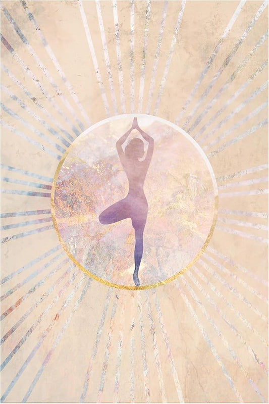 Trademark Fine Art Canvas Wall Art - Sarah Manovski 'Beige Yoga Sun Rays' Wall Art for Living Room, Bedroom, or Office Décor