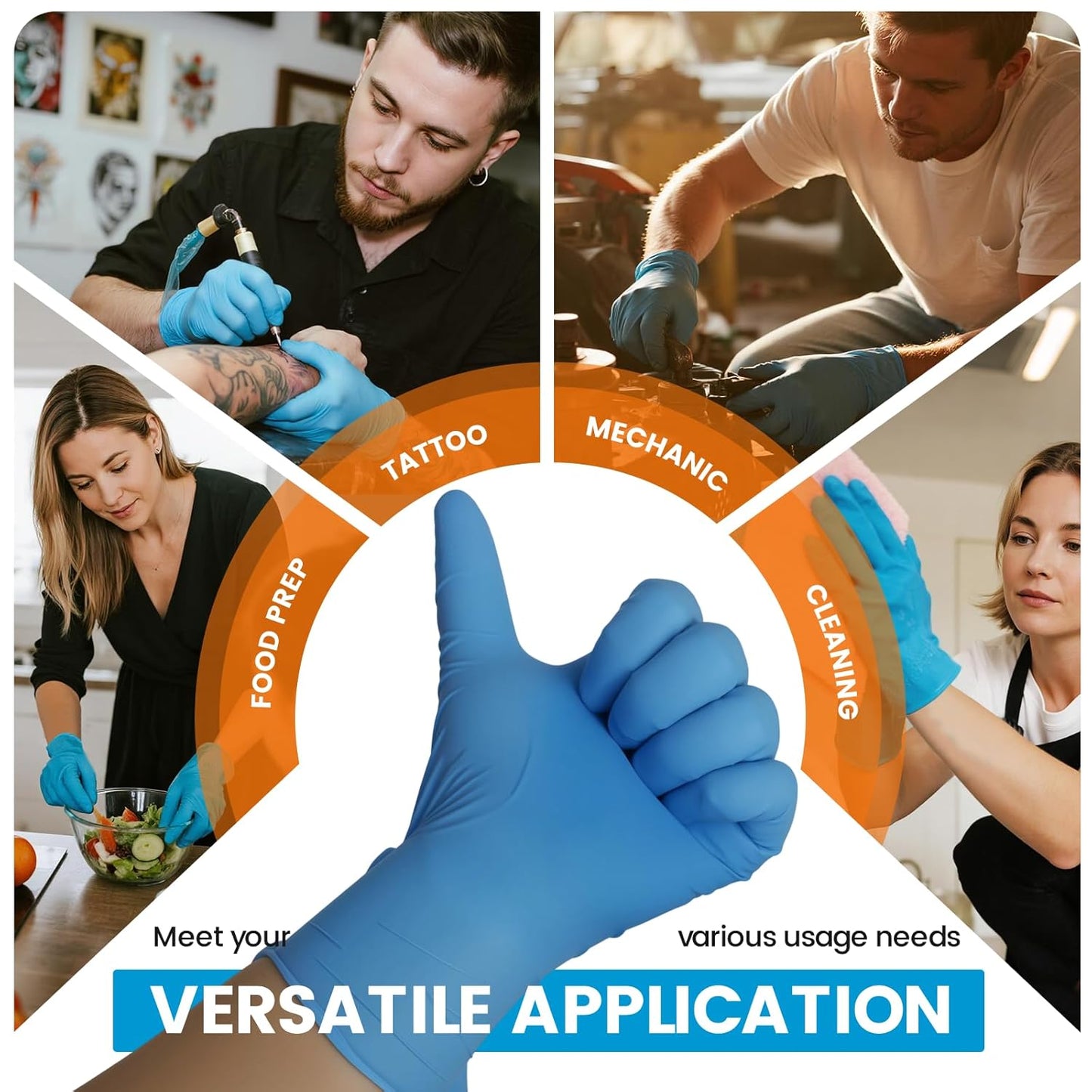 Nitrile Exam Gloves 6mil – Latex-Free, Powder-Free, Textured for Cleaning and Food Handling (Blue of 1000, X-Large)