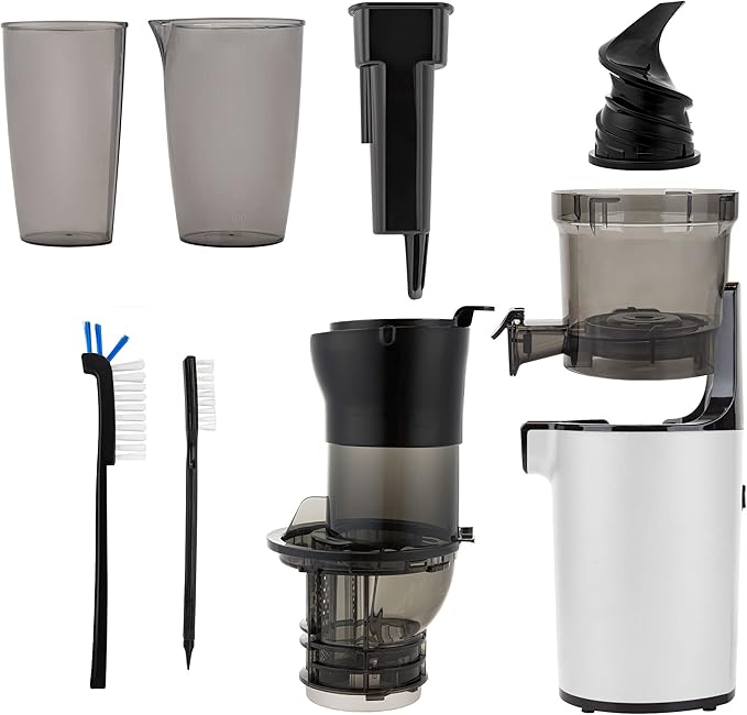 Shine Kitchen Co. SJX-1 Easy Cold Press Juicer with XL Feed Chute and Compact Body (White)
