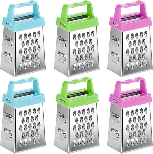 6Pcs Mini Cheese Grater, Stainless Steel Professional Box Grater Efficient Kitchen Small Gadget for Grating Garlic Ginger Vegetable Chocolate Parmesan