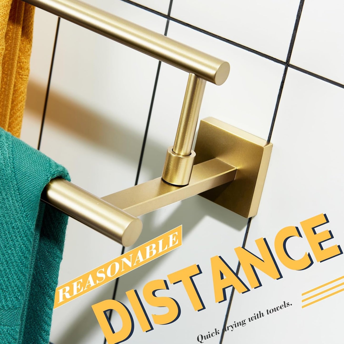 KOKOSIRI Hand Towel Bar 16 Inches Towel Holder Bathroom Rack for Bath Cabinet Towel Rails Brushed Gold Stainless Steel B5009BG-L16