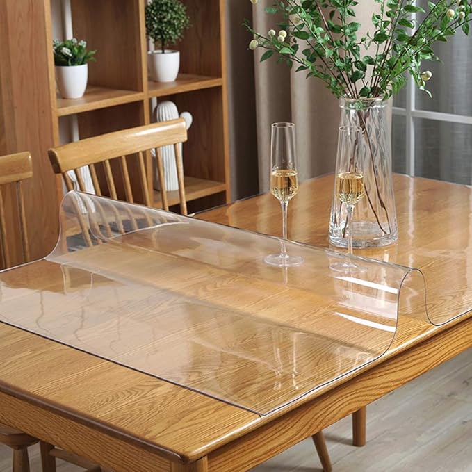 23.6x35.5 Transparent Coffee Table Protector Plastic PVC Tablecloth for End Side Sofa Buffet Table Top Topper Oil Heat Resistant Easy Clean Wipeable Vinyl Rectanglar Refrigerator Top Protector Clear