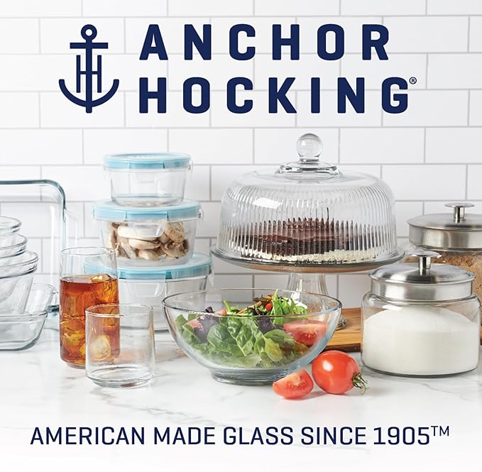 Anchor Hocking 4 Piece Glass Mixing Bowls Set – Durable, Microwave, Oven, and Dishwasher Safe – Perfect for Prep, Mixing, Serving, and Storage – Made in USA