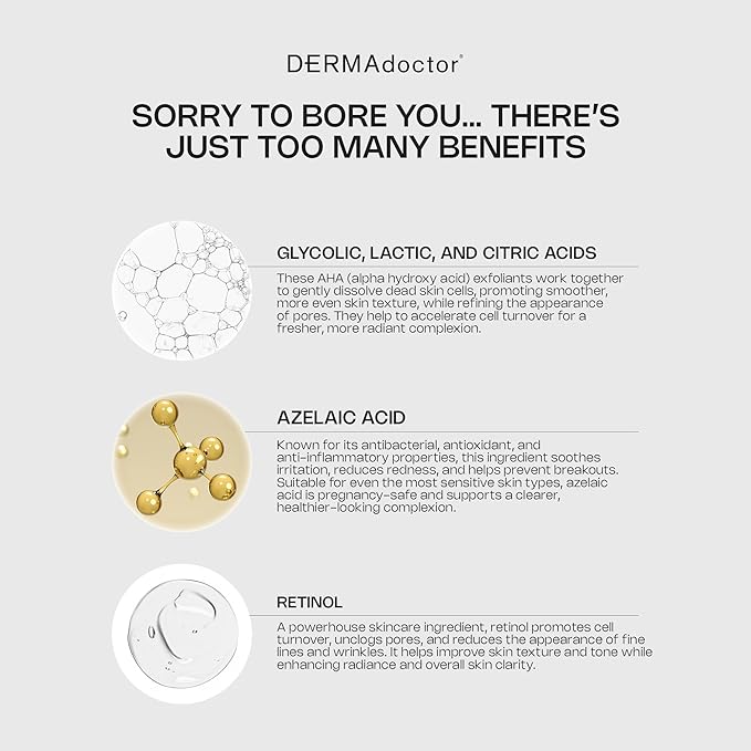 DERMAdoctor Retinol Pore Minimizer for Face - Oil Control Pore Reducer for Face | Retinol Skin Booster Serum Exfoliates, Soothes, Reduces Redness, Helps Prevent Breakouts, Unclogs Pores | Anti Aging