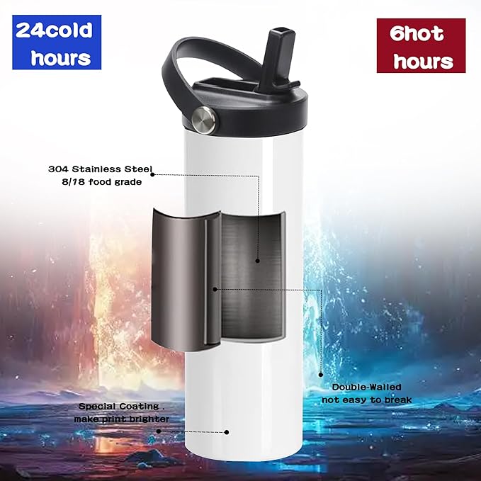 4 Pack 20oz Sublimation Tumblers Bulk, Sublimation Tumbler Blank, Skinny Straight Stainless Steel Blanks Cups with Individual Box(4, HNADLE LID A)