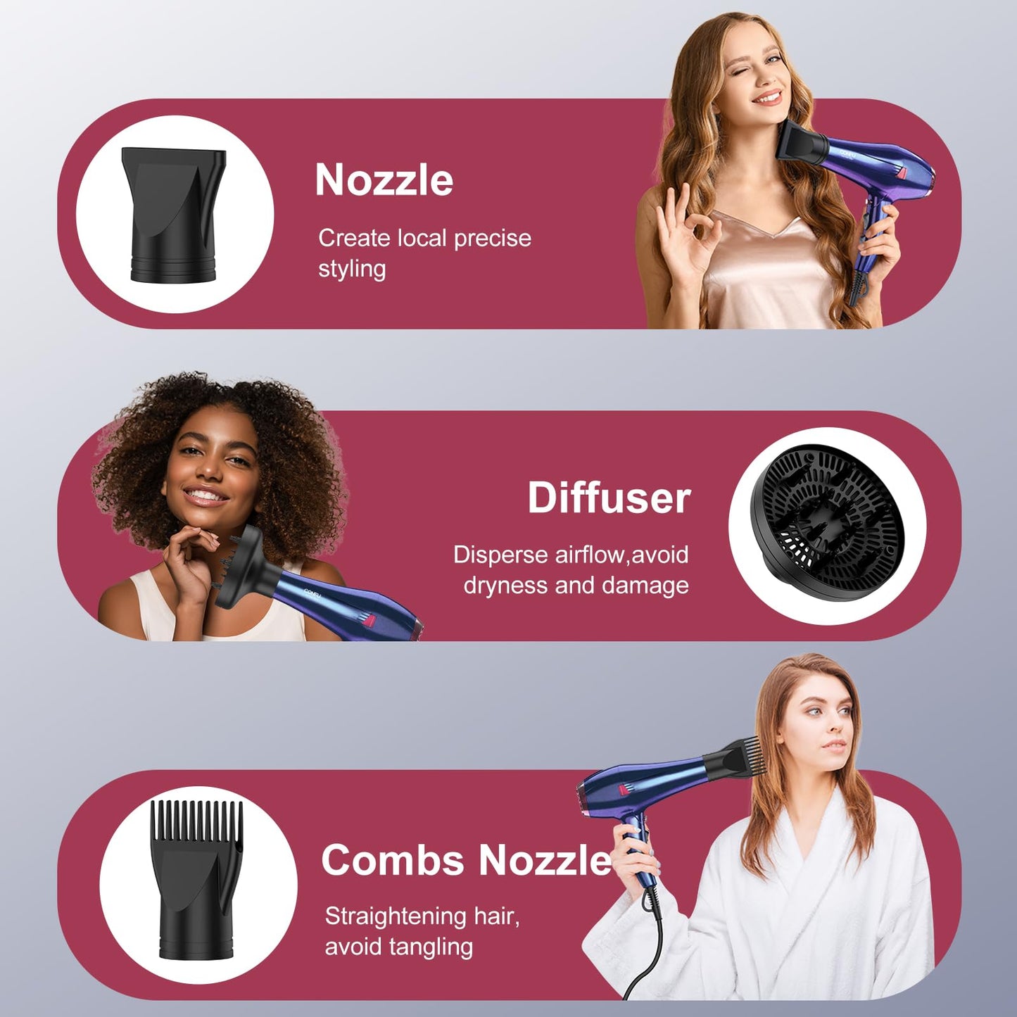 CONFU Hair Dryer, Professional Ionic Salon Blow Dryer with Diffuser for Women and Men, 5X Fast Drying, Powerful and Quiet Hair Blow Dryer for Fast & Easy Styling (1875 Watts)