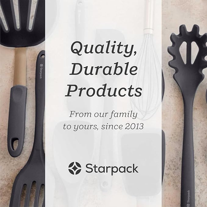 StarPack Premium Flexible Large Silicone Turner Spatula - High Heat Resistant to 600°F, Hygienic One Piece Design, Non Stick Rubber Kitchen Utensil for Fish, Eggs, Pancakes & Cookies (Stormy Grey)