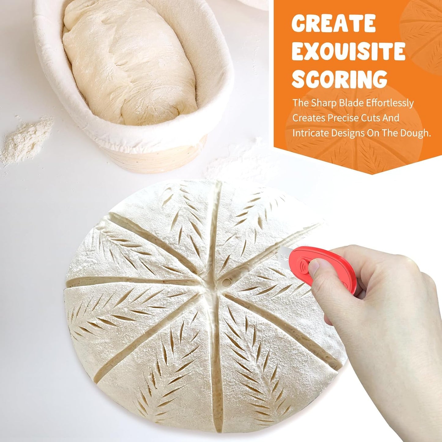 Extractable & Magnetic Bread Lame Dough Scoring Tool - Professional Sourdough Scoring Tool - Sourdough Bread Baking & Bread Scoring Tool - Scoring Patterns booklet & 5 Razor Blades (Red)