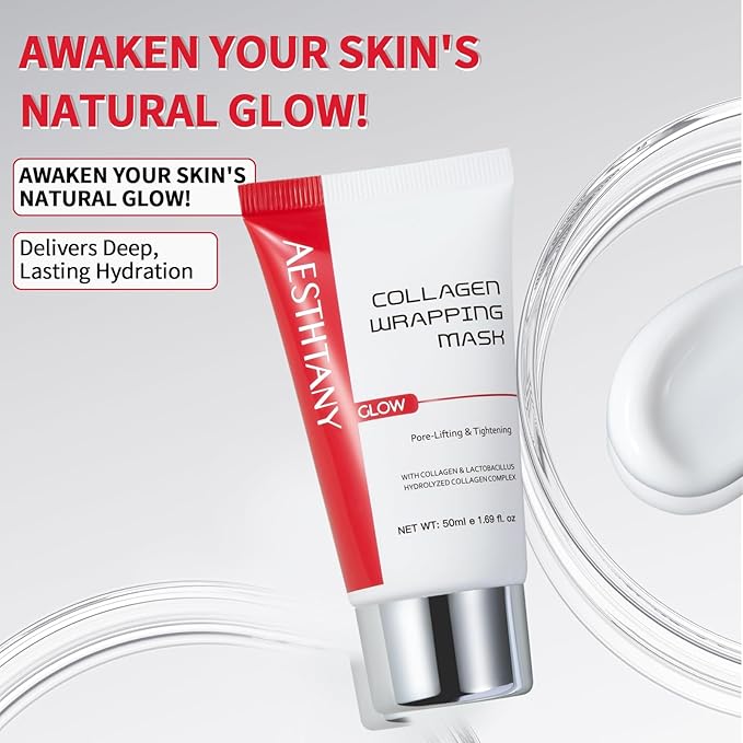 Collagen Peel Off Mask with Peptides and 4D Hyaluronic Acid for Firming, Hydrating, Pore Minimizing, and Fine Line Reduction
