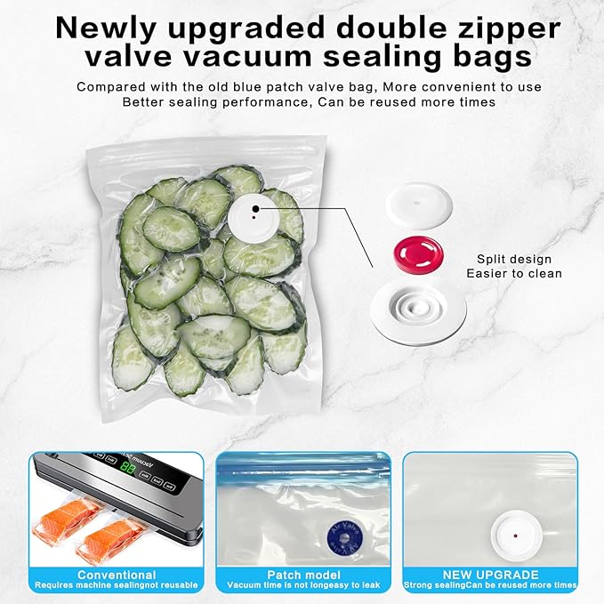 Handheld Vacuum Sealer for Food Powerful Vacuum Sealer Machine,Seal Meal Saver,Portable Food Sealer (Vacuum Sealer Machine + 20 Reusable Vacuum Bags）
