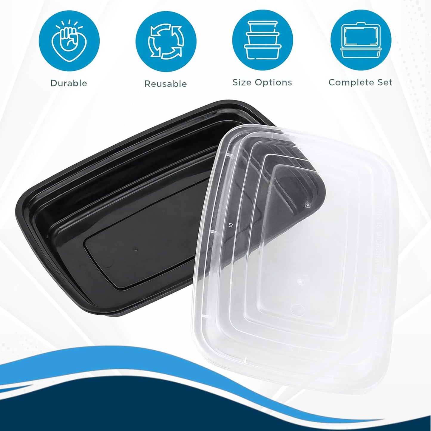 Ruthy's Outlet Meal Prep Containers W/Lids -Square Food Storage – BPA-Free| Stackable | Microwave | Freezer & Dishwasher Safe | Reusable Lunch Bento Box Portion Control & Planning (30 Pack, 12 oz)