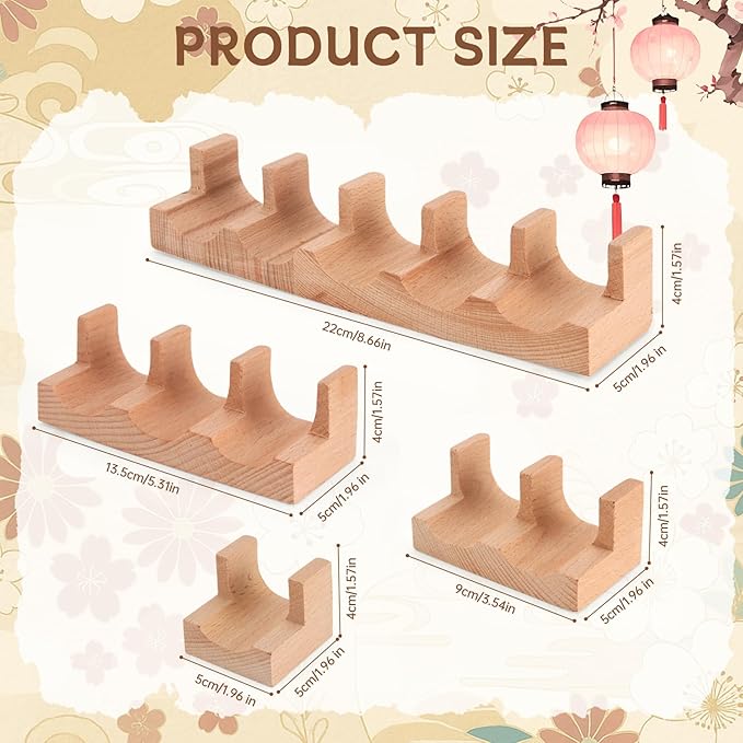 Wooden Taco Holder Stand for Sushi Hand Roll, Temaki & Sushi Roll – 1/2/3/5 Slot Sushi Display Tray, Natural Wood Serving Platter (2 pcs per Pack) (3 Slot (2 pcs))