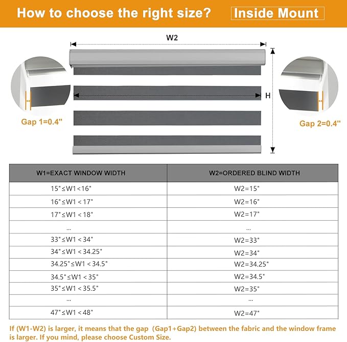 Persilux Cordless Zebra Blinds for Windows, Roller Shades for Windows (35.5" W x 72" H, Grey) Dual Layer Fabric for Day and Night,Room Darkening Shades for Home, Office, Bedroom and Living Room